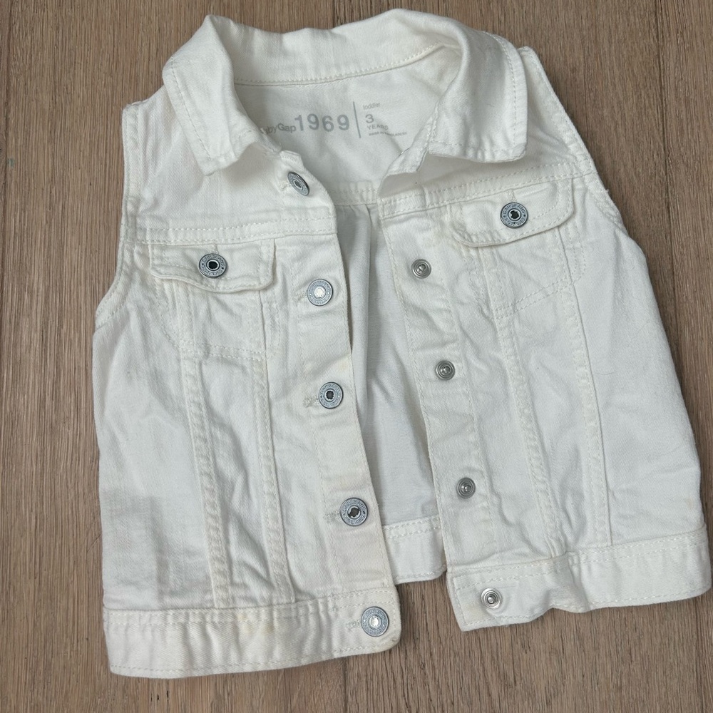 GAP White denim jean jacket vest